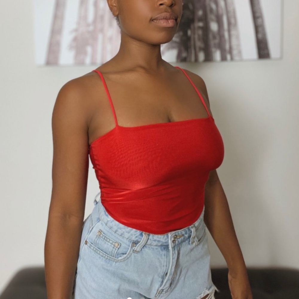 MISSGUIDED RED THIN STRAP BODYSUIT